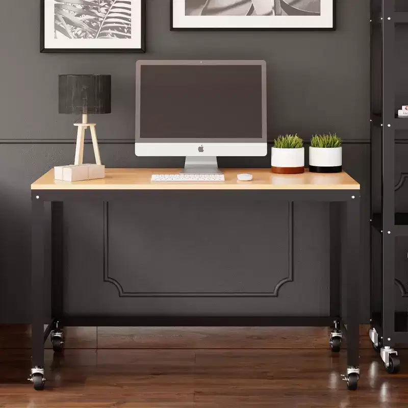 Bureau mobile en métal de 48 po de large pour bureau à domicile avec plateau en érable - Solutions d'espace