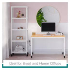 Bureau mobile en métal de 48 po de large pour bureau à domicile avec plateau en érable - Solutions d'espace