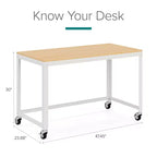 Bureau mobile en métal de 48 po de large pour bureau à domicile avec plateau en érable - Solutions d'espace