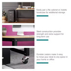 Bureau mobile en métal de 48 po de large pour bureau à domicile avec plateau en érable - Solutions d'espace