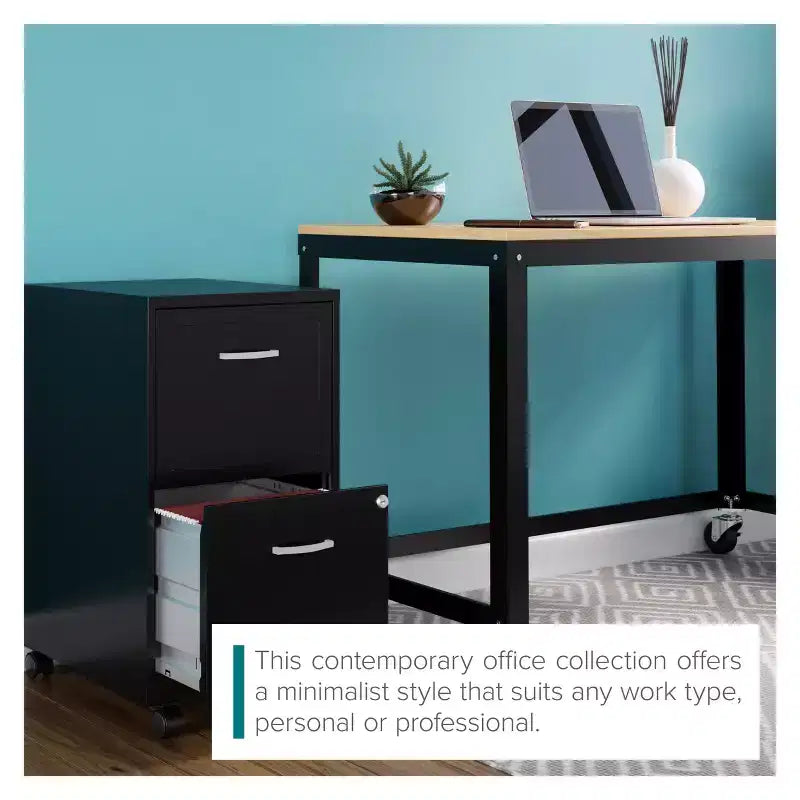 Bureau mobile en métal de 48 po de large pour bureau à domicile avec plateau en érable - Solutions d'espace