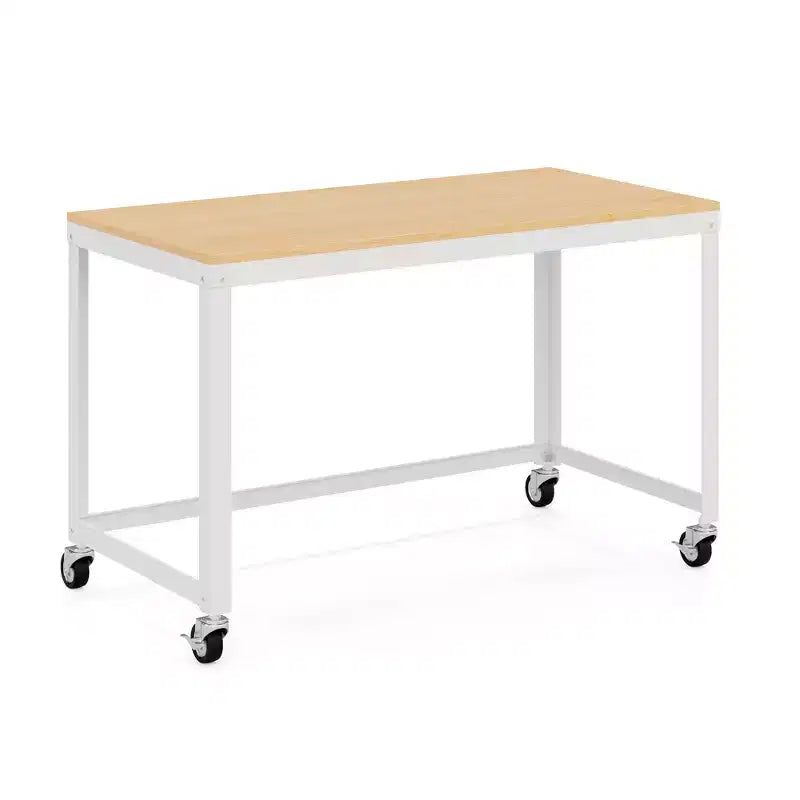 Bureau mobile en métal de 48 po de large pour bureau à domicile avec plateau en érable - Solutions d'espace
