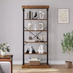 Étagère Industrielle Whizmax Bibliothèque en Bois 6 Niveaux Rangement Ouvert Étagère Cadre Métallique pour Chambre, Salon et Bureau à Domicile