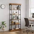 Étagère Industrielle Whizmax Bibliothèque en Bois 6 Niveaux Rangement Ouvert Étagère Cadre Métallique pour Chambre, Salon et Bureau à Domicile