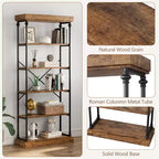 Étagère Industrielle Whizmax Bibliothèque en Bois 6 Niveaux Rangement Ouvert Étagère Cadre Métallique pour Chambre, Salon et Bureau à Domicile