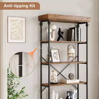Étagère Industrielle Whizmax Bibliothèque en Bois 6 Niveaux Rangement Ouvert Étagère Cadre Métallique pour Chambre, Salon et Bureau à Domicile