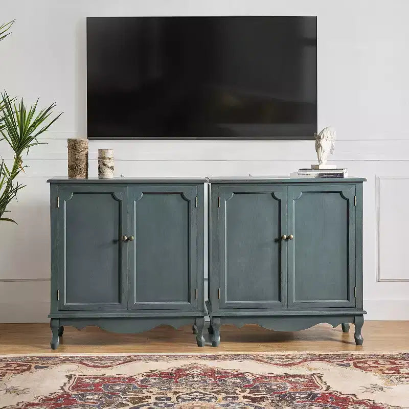 Hippe 34Tall-2 Meubles d'appoint de style ferme à 2 portes avec pieds réglables, lot de 2 | Hulala Home