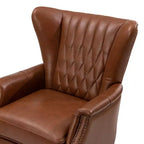 Fauteuil en cuir véritable Valerius avec garniture cloutée et pieds en bois massif | HULALA HOME