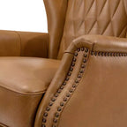Fauteuil en cuir véritable Valerius avec garniture cloutée et pieds en bois massif | HULALA HOME
