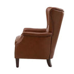 Fauteuil en cuir véritable Valerius avec garniture cloutée et pieds en bois massif | HULALA HOME