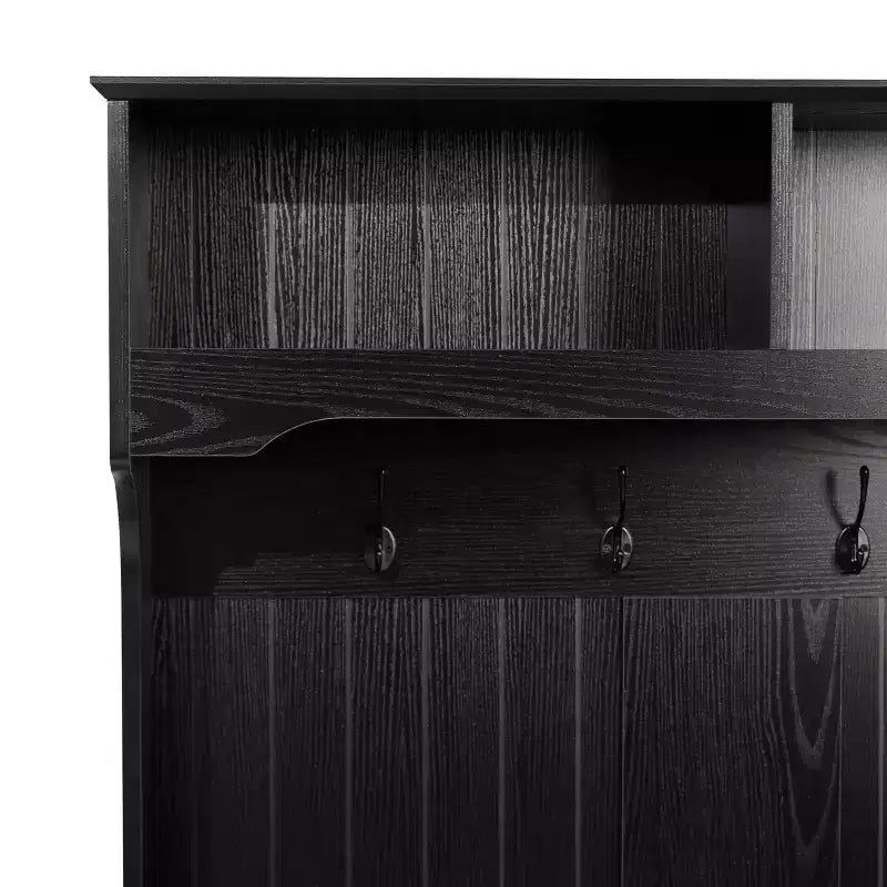 Porte-manteau d'entrée Merrick Lane avec banc, 4 doubles patères, rangement supérieur et rangement sous le banc à double porte