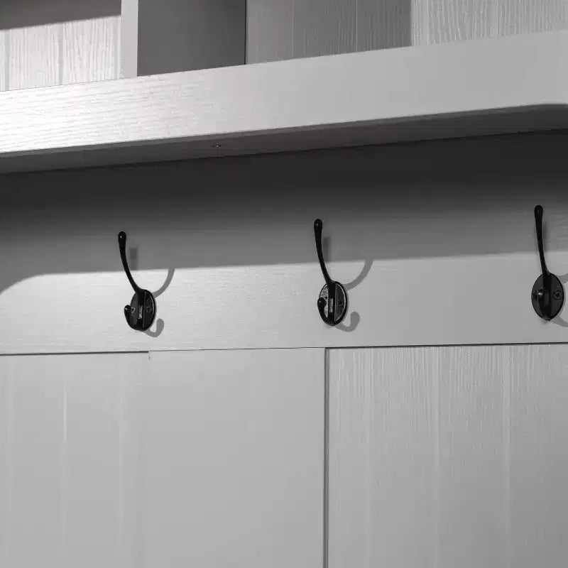 Porte-manteau d'entrée Merrick Lane avec banc, 4 doubles patères, rangement supérieur et rangement sous le banc à double porte