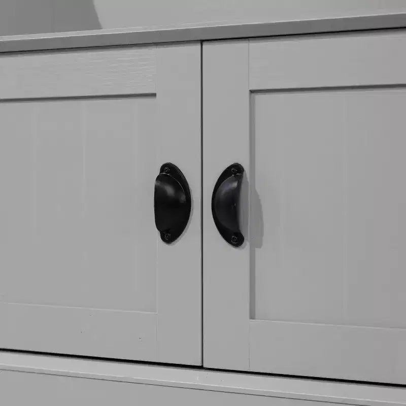 Porte-manteau d'entrée Merrick Lane avec banc, 4 doubles patères, rangement supérieur et rangement sous le banc à double porte