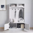 Porte-manteau d'entrée Merrick Lane avec banc, 4 doubles patères, rangement supérieur et rangement sous le banc à double porte