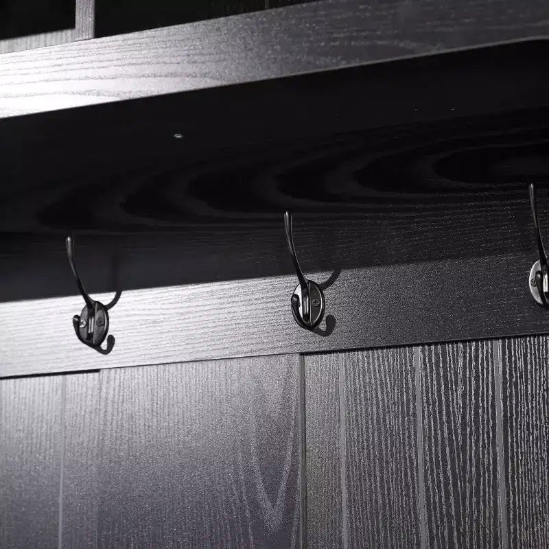 Porte-manteau d'entrée Merrick Lane avec banc, 4 doubles patères, rangement supérieur et rangement sous le banc à double porte