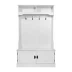 Porte-manteau d'entrée Merrick Lane avec banc, 4 doubles patères, rangement supérieur et rangement sous le banc à double porte