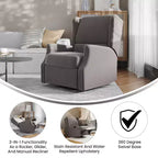 Fauteuil Inclinable Manuel Merrick Lane 3-en-1 Fauteuil à Bascule, Pivotant et Glissant avec Dossier Ailé