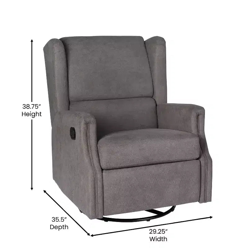 Fauteuil Inclinable Manuel Merrick Lane 3-en-1 Fauteuil à Bascule, Pivotant et Glissant avec Dossier Ailé