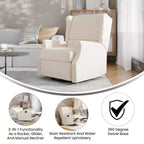 Fauteuil Inclinable Manuel Merrick Lane 3-en-1 Fauteuil à Bascule, Pivotant et Glissant avec Dossier Ailé