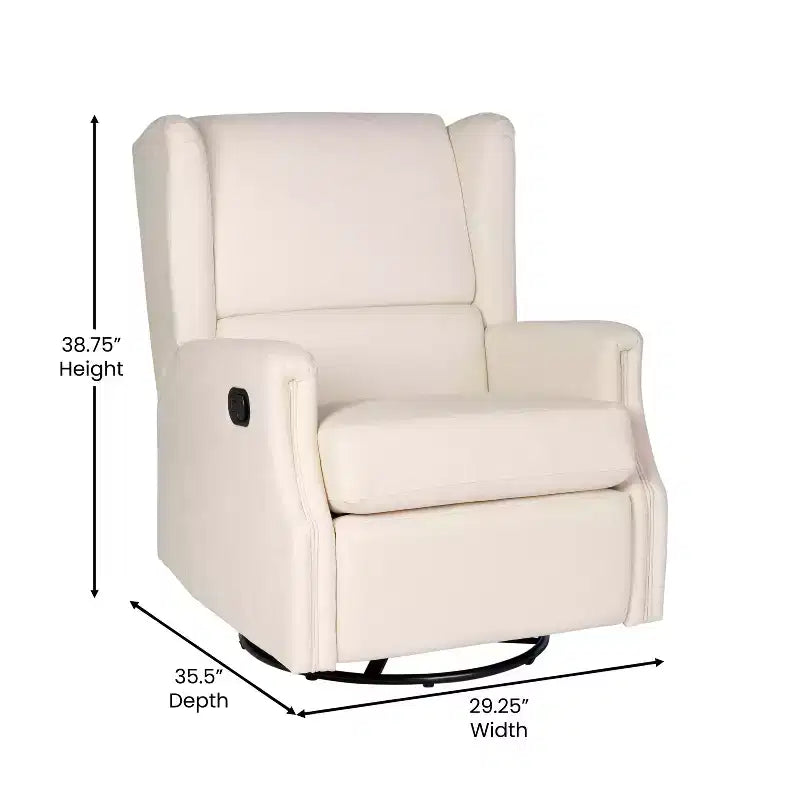 Fauteuil Inclinable Manuel Merrick Lane 3-en-1 Fauteuil à Bascule, Pivotant et Glissant avec Dossier Ailé