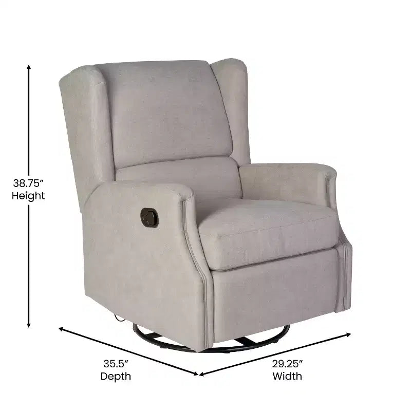 Fauteuil Inclinable Manuel Merrick Lane 3-en-1 Fauteuil à Bascule, Pivotant et Glissant avec Dossier Ailé