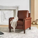 Fauteuil Hellmuth en cuir véritable avec coussin amovible et garnitures cloutées | HULALA HOME