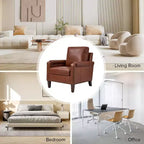 Fauteuil Hellmuth en cuir véritable avec coussin amovible et garnitures cloutées | HULALA HOME