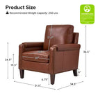 Fauteuil Hellmuth en cuir véritable avec coussin amovible et garnitures cloutées | HULALA HOME