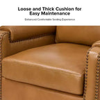 Fauteuil Hellmuth en cuir véritable avec coussin amovible et garnitures cloutées | HULALA HOME