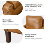 Fauteuil Hellmuth en cuir véritable avec coussin amovible et garnitures cloutées | HULALA HOME