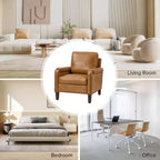 Fauteuil Hellmuth en cuir véritable avec coussin amovible et garnitures cloutées | HULALA HOME