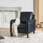 Fauteuil Hellmuth en cuir véritable avec coussin amovible et garnitures cloutées | HULALA HOME