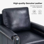 Fauteuil Hellmuth en cuir véritable avec coussin amovible et garnitures cloutées | HULALA HOME