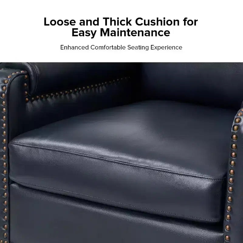 Fauteuil Hellmuth en cuir véritable avec coussin amovible et garnitures cloutées | HULALA HOME