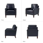 Fauteuil Hellmuth en cuir véritable avec coussin amovible et garnitures cloutées | HULALA HOME