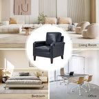 Fauteuil Hellmuth en cuir véritable avec coussin amovible et garnitures cloutées | HULALA HOME