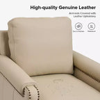 Fauteuil Hellmuth en cuir véritable avec coussin amovible et garnitures cloutées | HULALA HOME