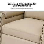 Fauteuil Hellmuth en cuir véritable avec coussin amovible et garnitures cloutées | HULALA HOME