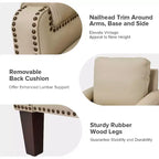 Fauteuil Hellmuth en cuir véritable avec coussin amovible et garnitures cloutées | HULALA HOME