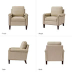 Fauteuil Hellmuth en cuir véritable avec coussin amovible et garnitures cloutées | HULALA HOME