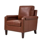 Fauteuil Hellmuth en cuir véritable avec coussin amovible et garnitures cloutées | HULALA HOME