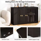Lot de 2 buffets empilables Costway avec portes coulissantes et étagère réglable Marron/Noir/Gris/Blanc antique