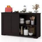 Lot de 2 buffets empilables Costway avec portes coulissantes et étagère réglable Marron/Noir/Gris/Blanc antique