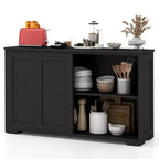Lot de 2 buffets empilables Costway avec portes coulissantes et étagère réglable Marron/Noir/Gris/Blanc antique