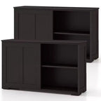 Lot de 2 buffets empilables Costway avec portes coulissantes et étagère réglable Marron/Noir/Gris/Blanc antique