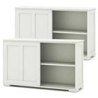 Lot de 2 buffets empilables Costway avec portes coulissantes et étagère réglable Marron/Noir/Gris/Blanc antique