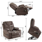Fauteuil de relaxation électrique inclinable en similicuir/velours pour personnes âgées - ModernLuxe