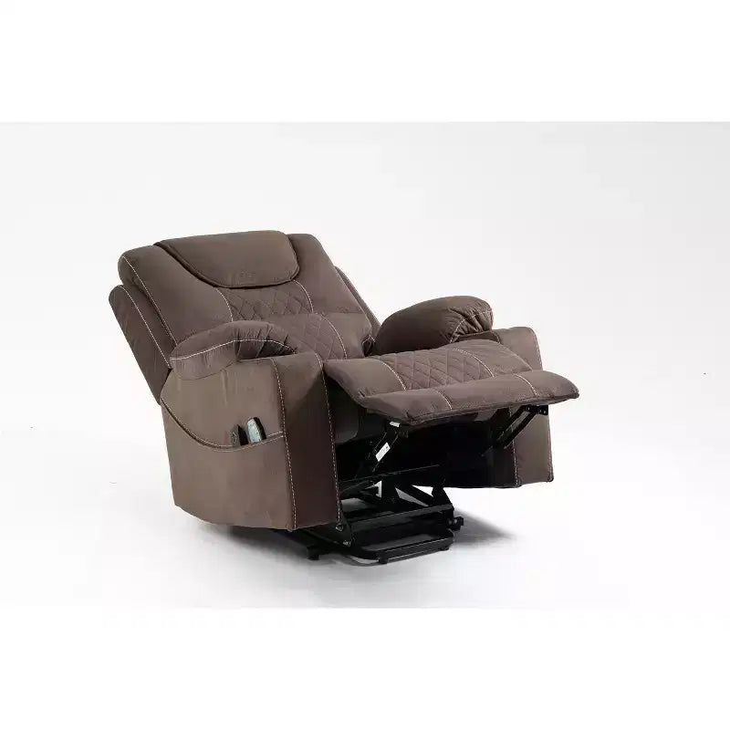 Fauteuil de relaxation électrique inclinable en similicuir/velours pour personnes âgées - ModernLuxe