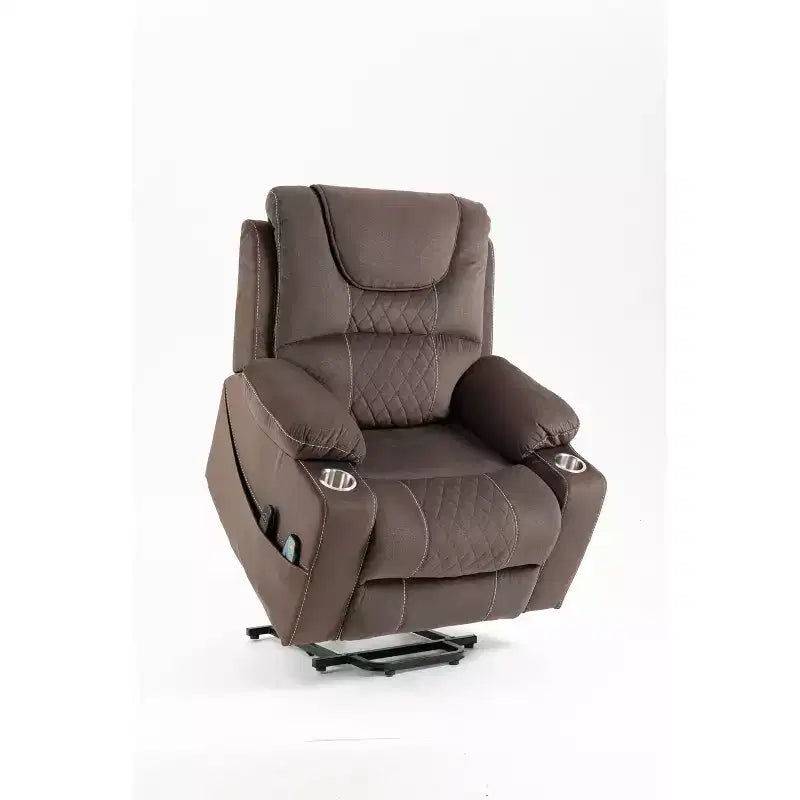 Fauteuil de relaxation électrique inclinable en similicuir/velours pour personnes âgées - ModernLuxe