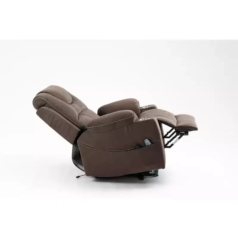 Fauteuil de relaxation électrique inclinable en similicuir/velours pour personnes âgées - ModernLuxe